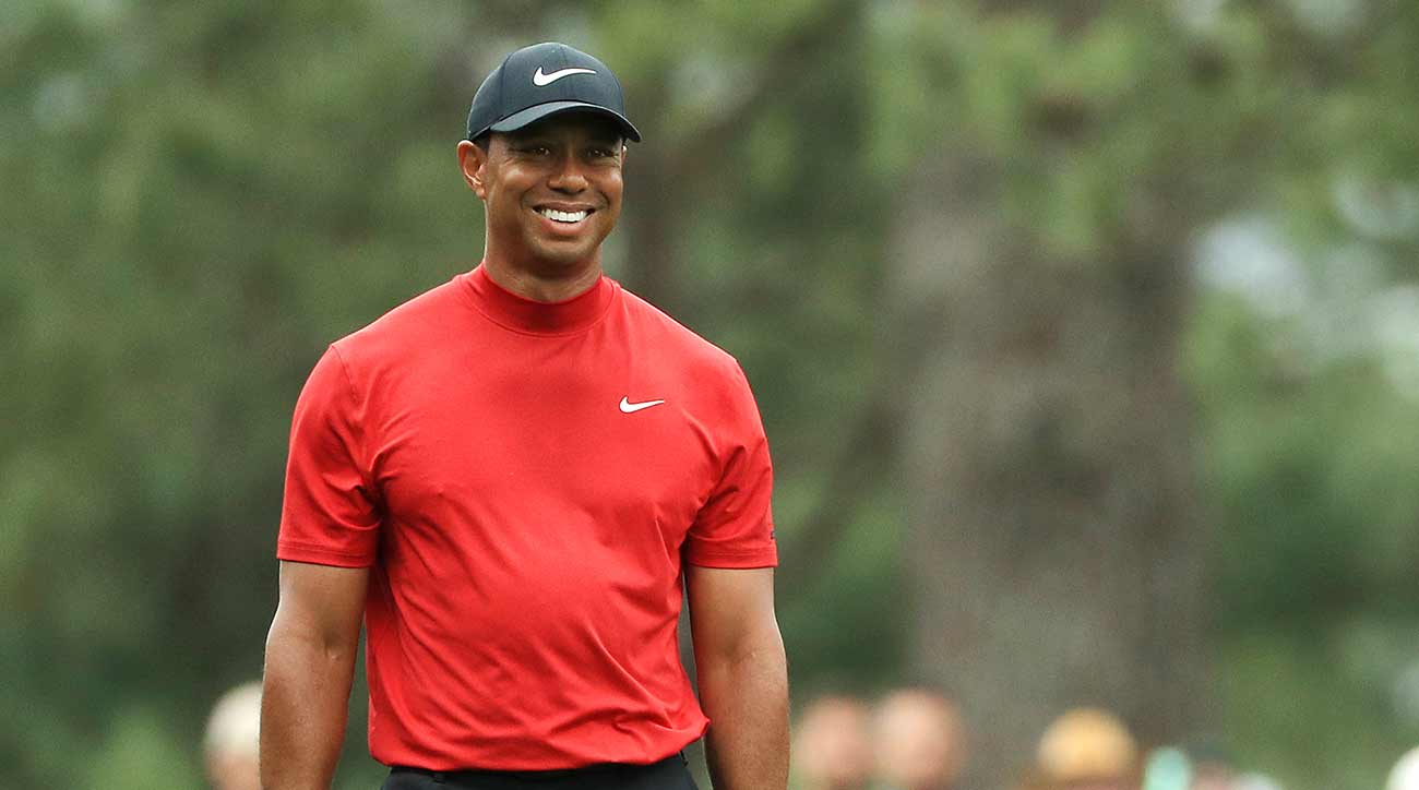 Tiger Woods walks down the fairway on Sunday at the Masters.