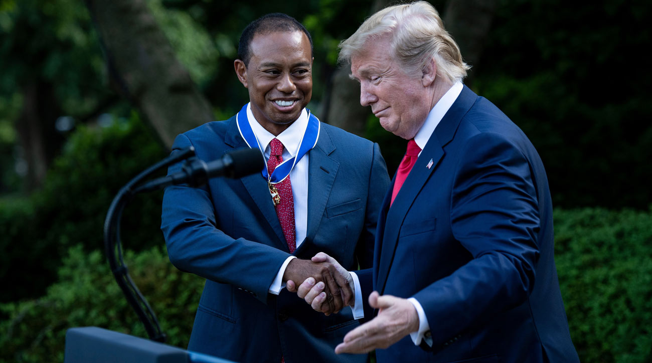 Donald Trump posts low score: Trump with Tiger Woods