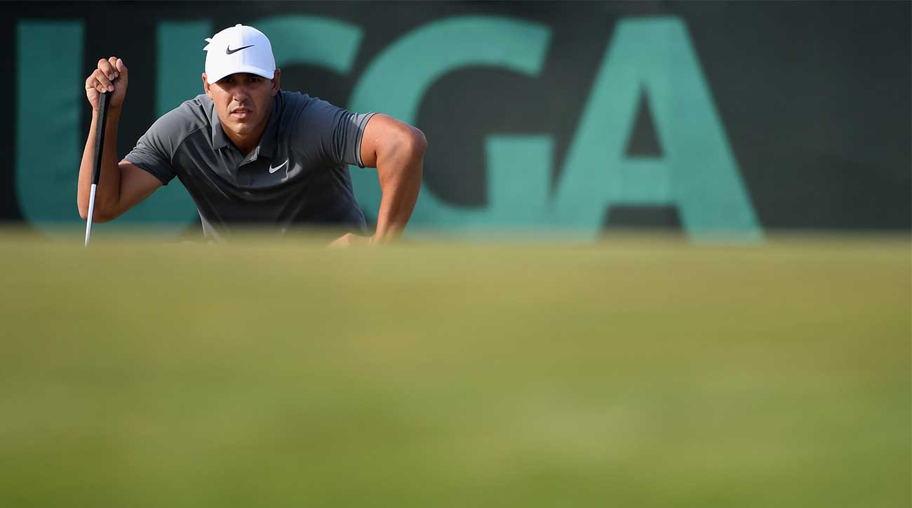 Brooks Koepka, winner of the last two U.S. Opens, lines up a putt at Shinnecock Hills in 2018.