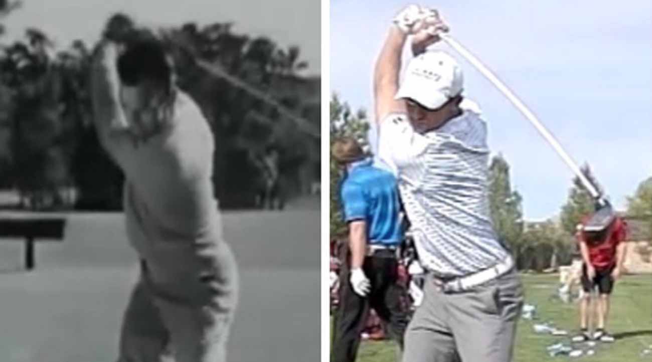 Ben Hogan (left) and Jamie Sadlowski have some striking similarities at the top of their golf swings.