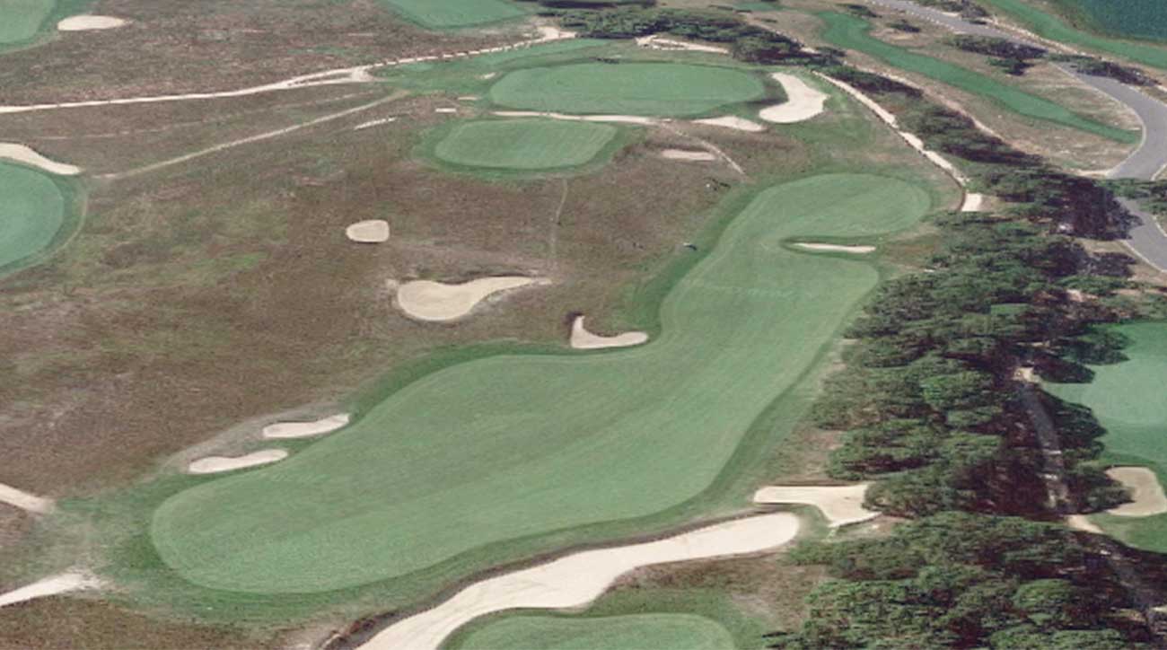 If you get over the bunker on your drive you are in luck, but the approach from here isn't easy either.