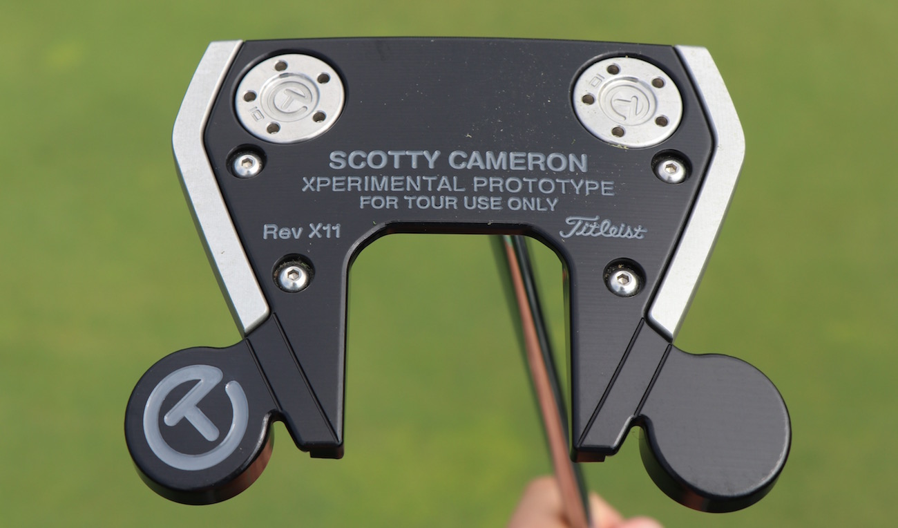 A closeup of Adam Scott's Xperimental prototype putter. 