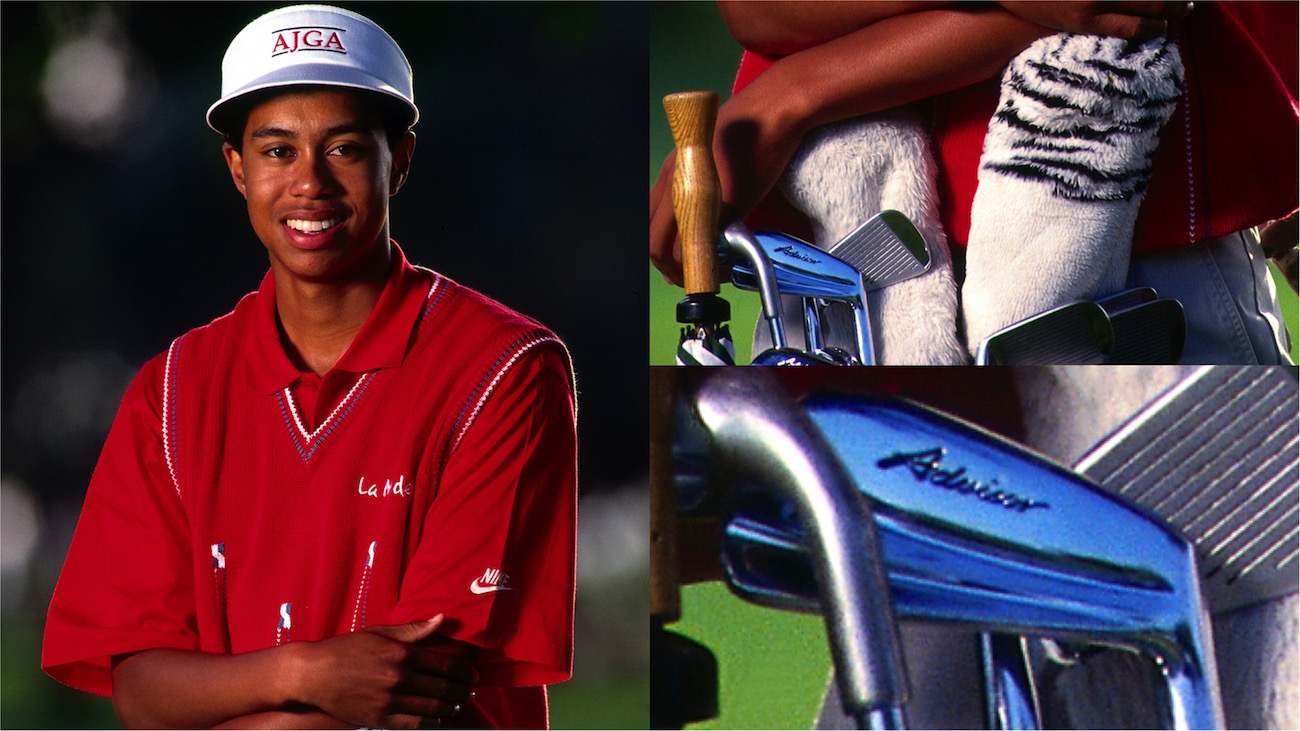 Woods poses at Navy Golf Course in February 1992. 