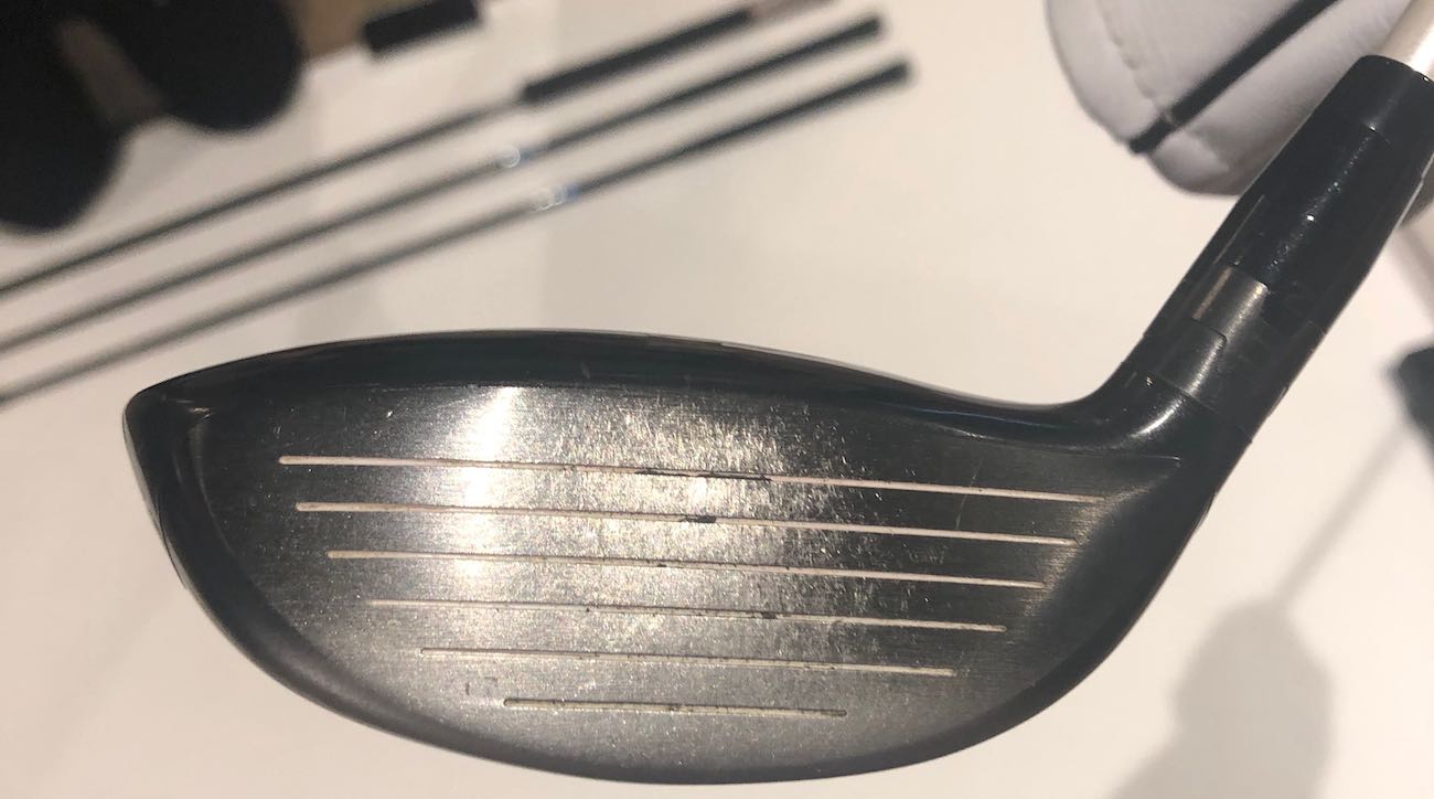 The wear spot on Webb Simpson's Titleist 913Fd 5-wood is impressive. 