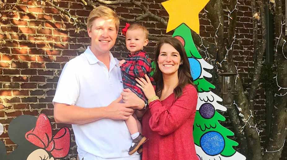 Trey Mullinax with wife, Abi, and daughter, Sawyer, late last year.