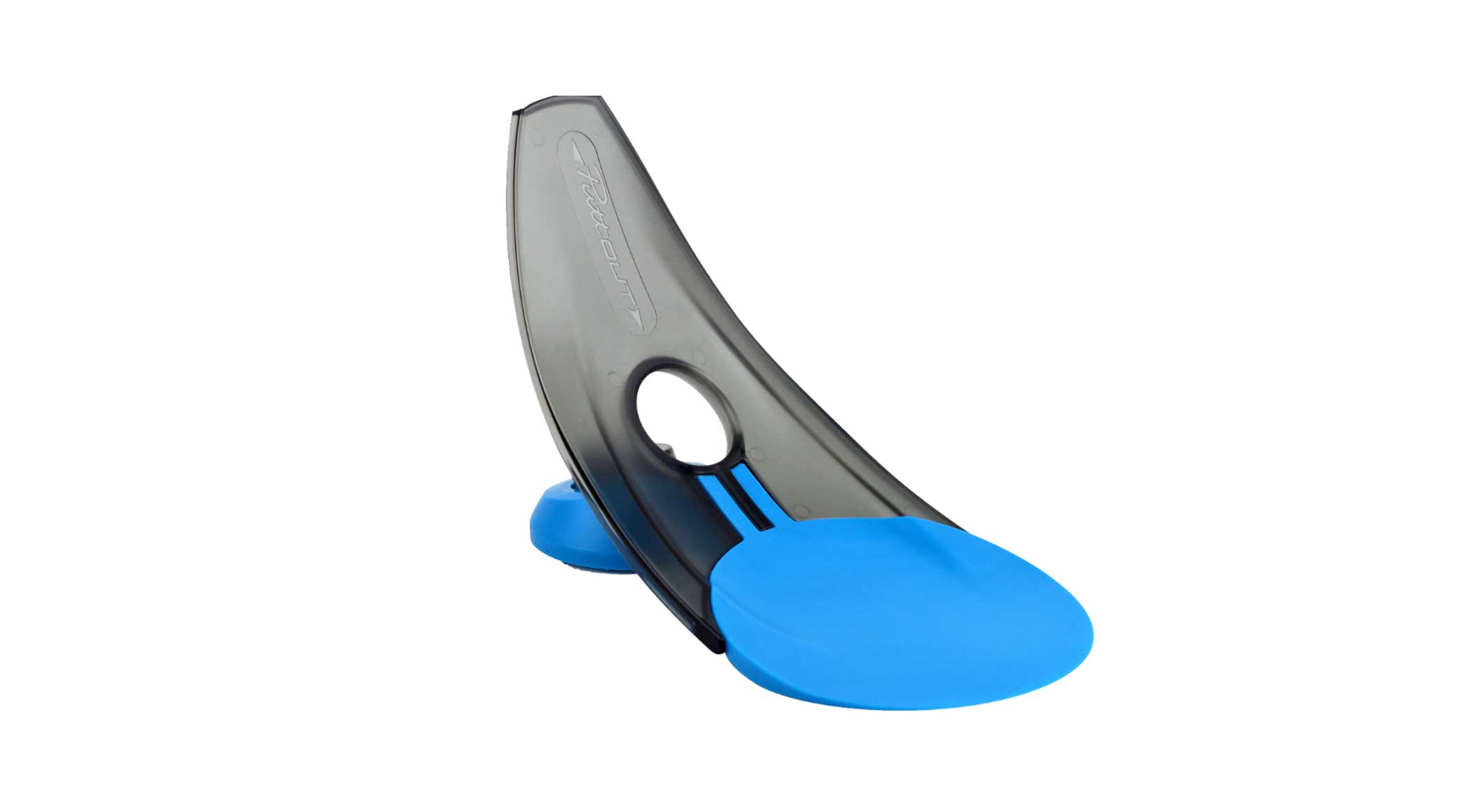 This putting target returns good putts to you, but rejects misaligned putts. 