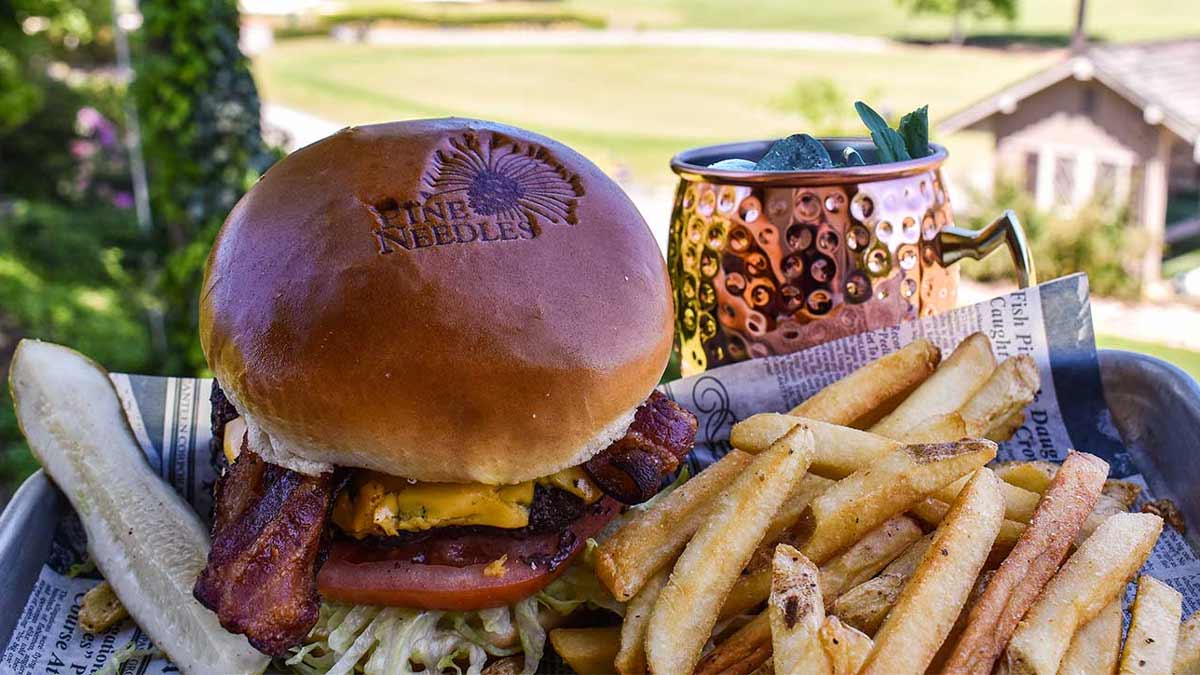 The Bell Burger and the Grand Bell Burger at Pine Needles Lodge & Golf Club go great with a Moscow mule.