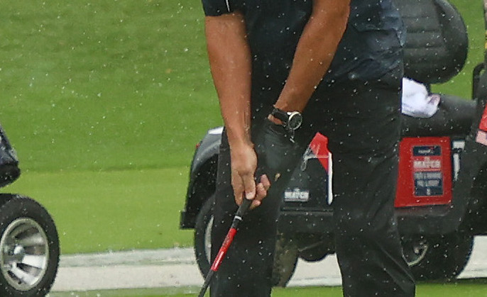 HOBE SOUND, FLORIDA - MAY 24: Tiger Woods. former NFL player Peyton Manning, NFL player Tom Brady of the Tampa Bay Buccaneers and Phil Mickelson warm up on the range prior to The Match: Champions For Charity at Medalist Golf Club on May 24, 2020 in Hobe Sound, Florida. (Photo by Mike Ehrmann/Getty Images for The Match)