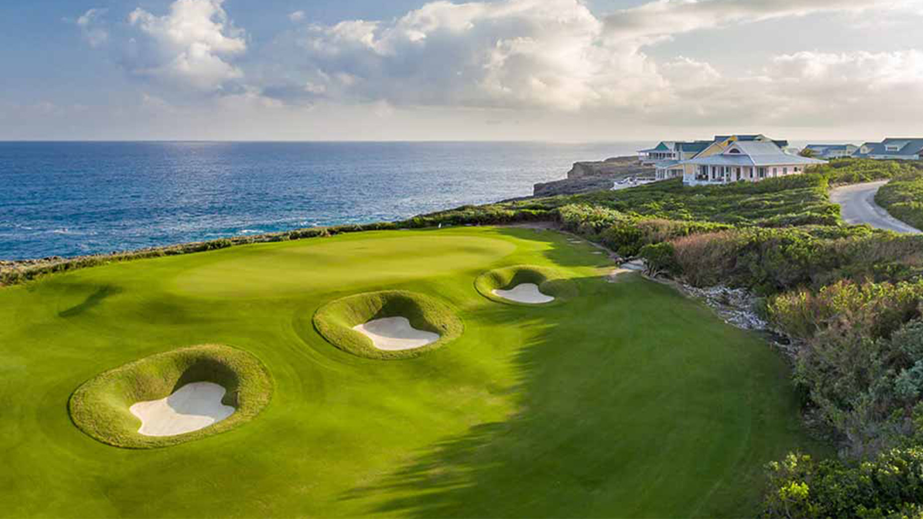 The 18th green at the abaco club.