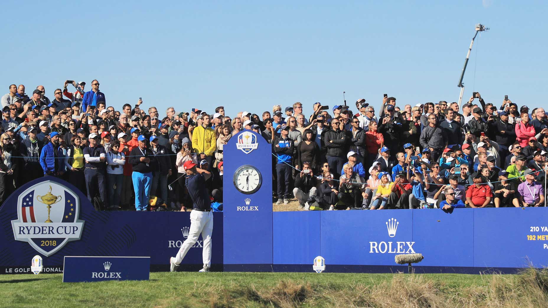 Brooks Koepka hits drive at 2018 Ryder Cup