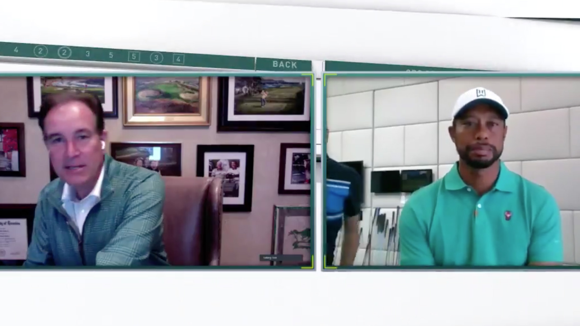 Jim Nantz and Tiger Woods