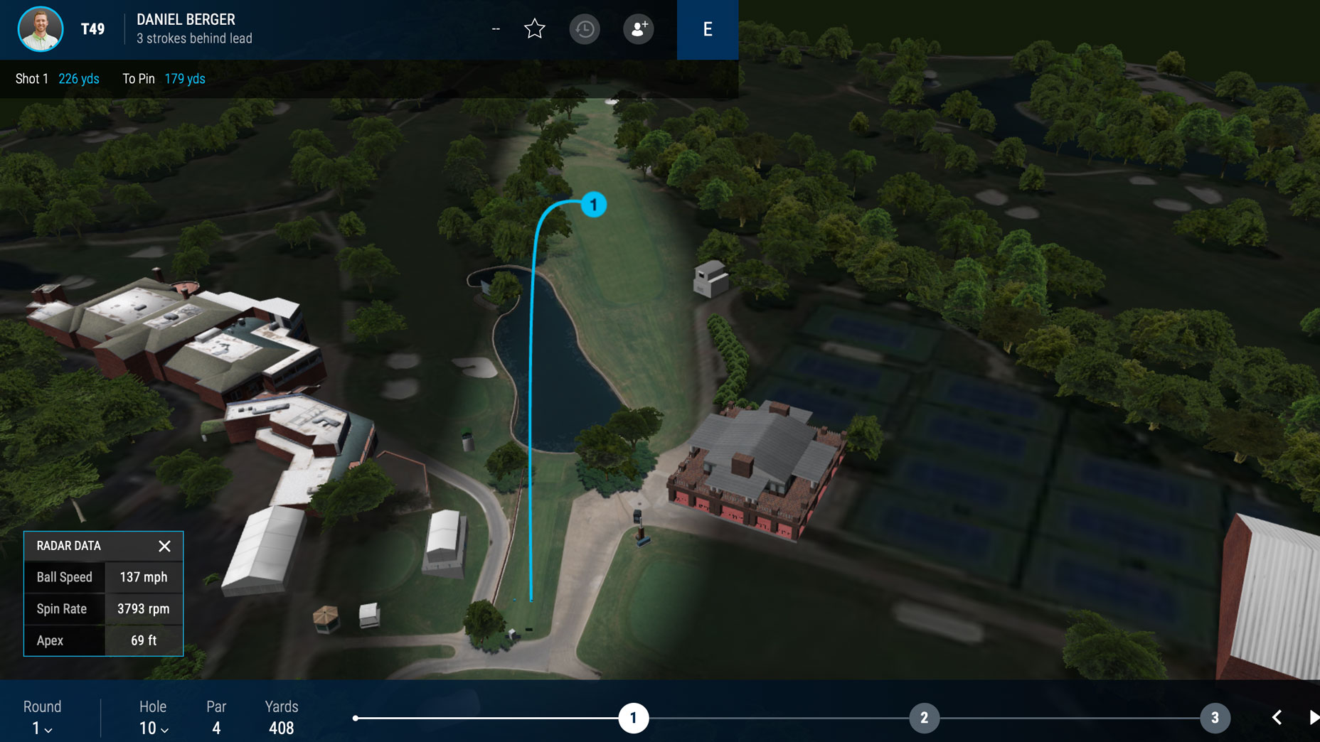 Daniel Berger's first shot at the Charles Schwab Challenge.