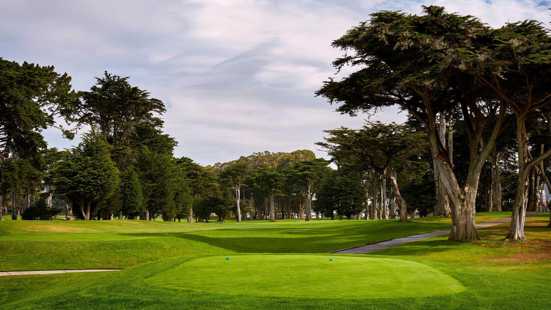 The 607-yard, par-5 4th hole at TPC Harding Park in 2018.
