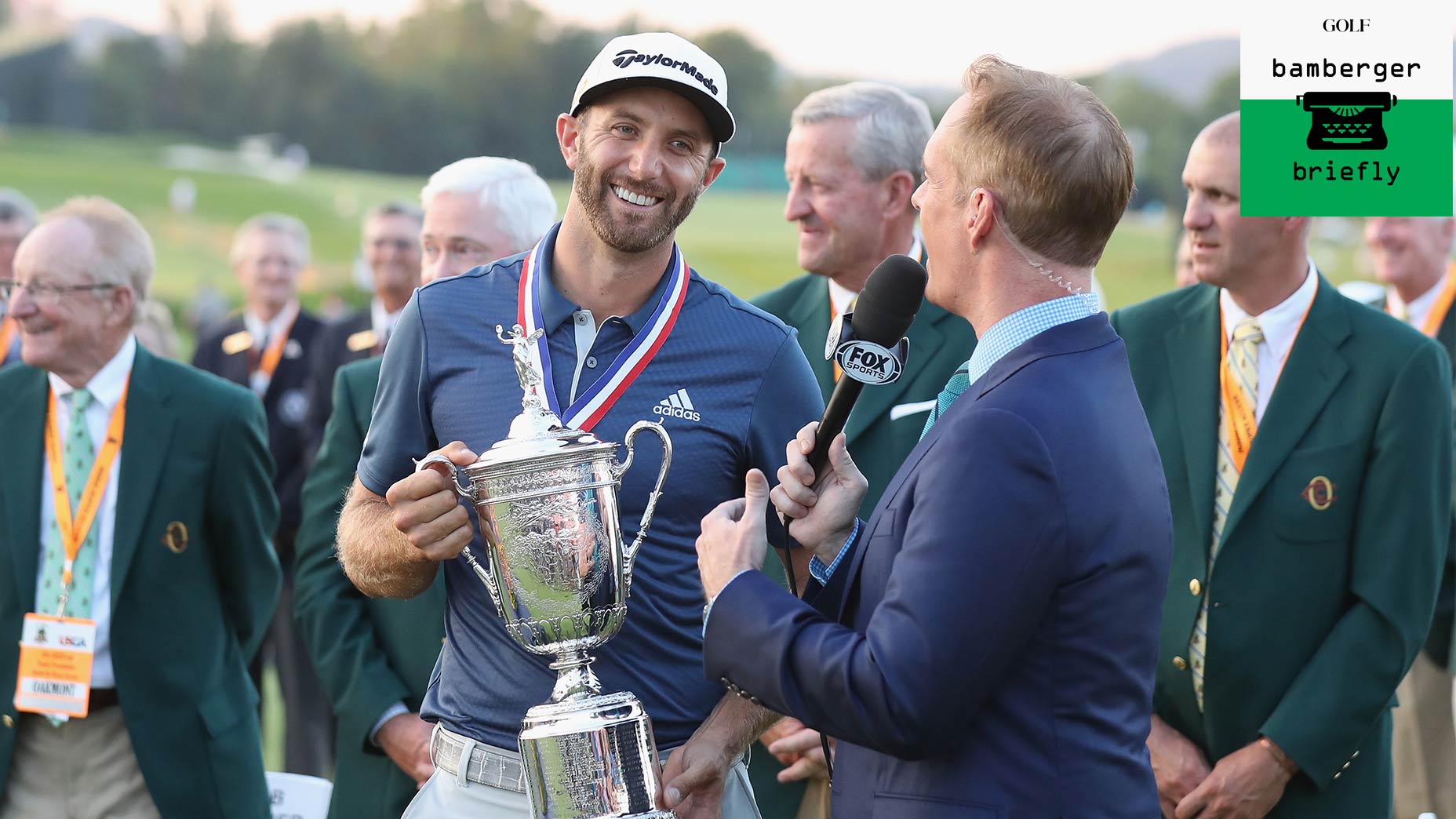 Dustin Johnson with Joe Buck.