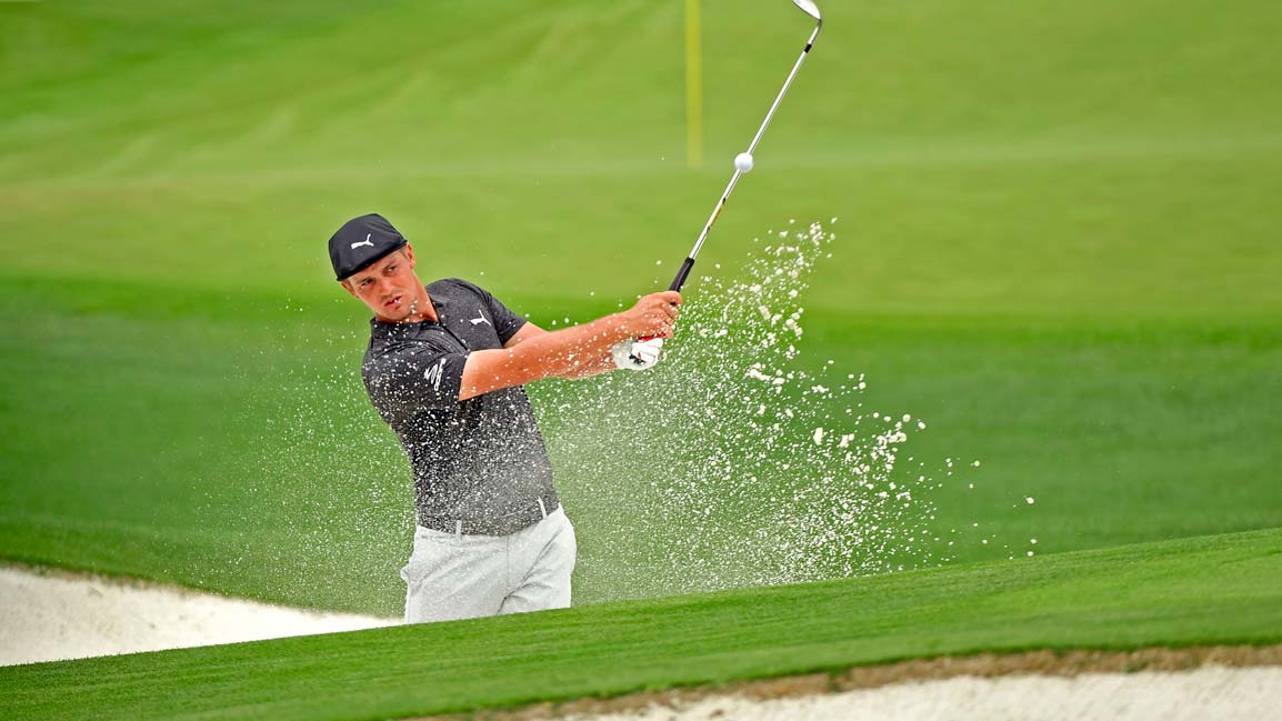 bryson dechambeau hits from the sand