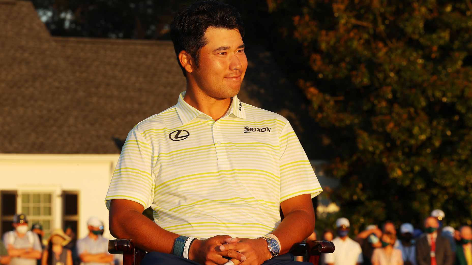 hideki matsuyama sits in a chair