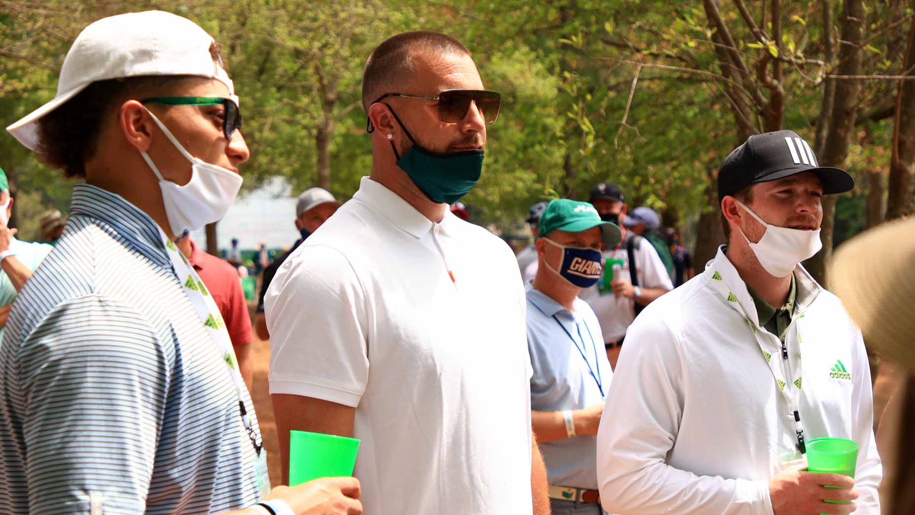 Patrick Mahomes and Travis Kelce at the 2021 Masters.