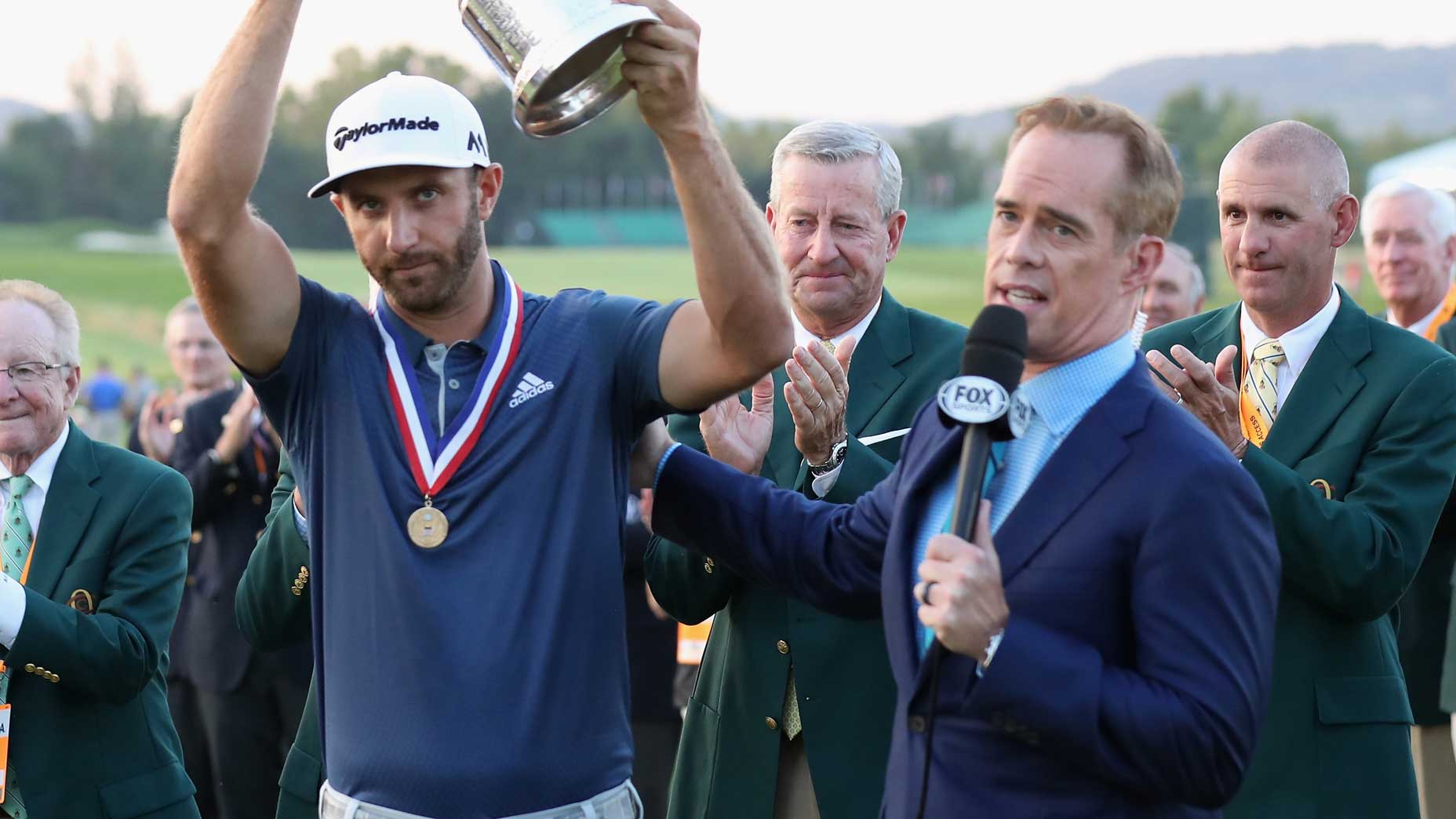 Joe Buck and Dustin Johnson at 2016 U.S. Open