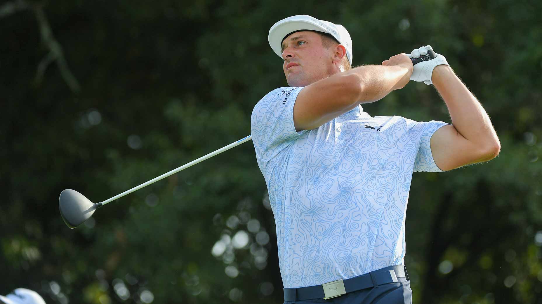 Bryson DeChambeau hold finish after drive at 2021 Tour Championship