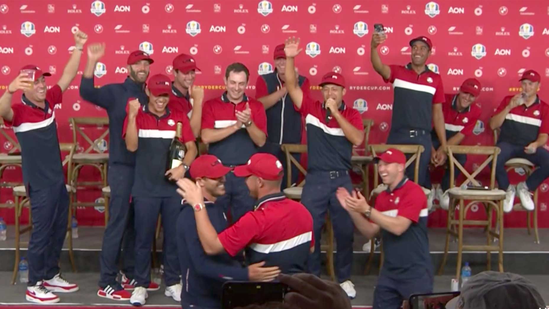 The U.S. Ryder cup team celebrates