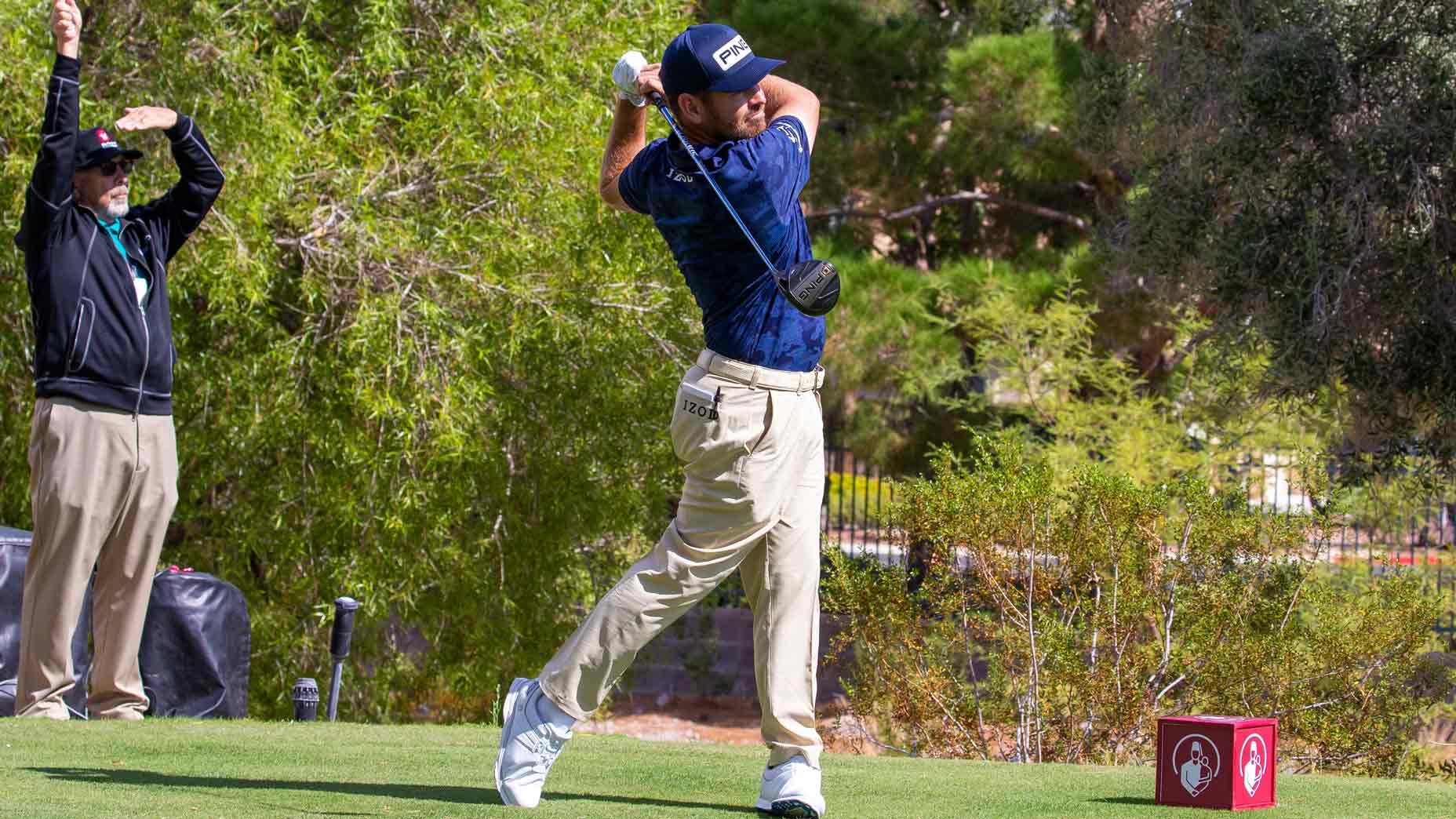 Louis Oosthuizen tees off during the 2021 Shriners Children's Open in Las Vegas
