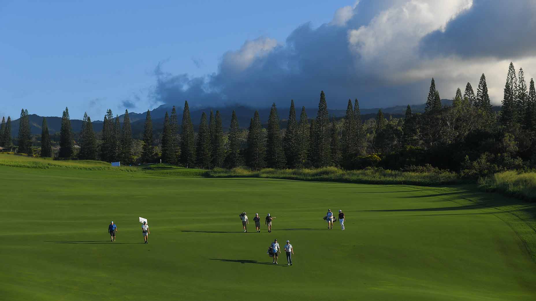 A view of the massive 18th fairway of The Plantation Course.