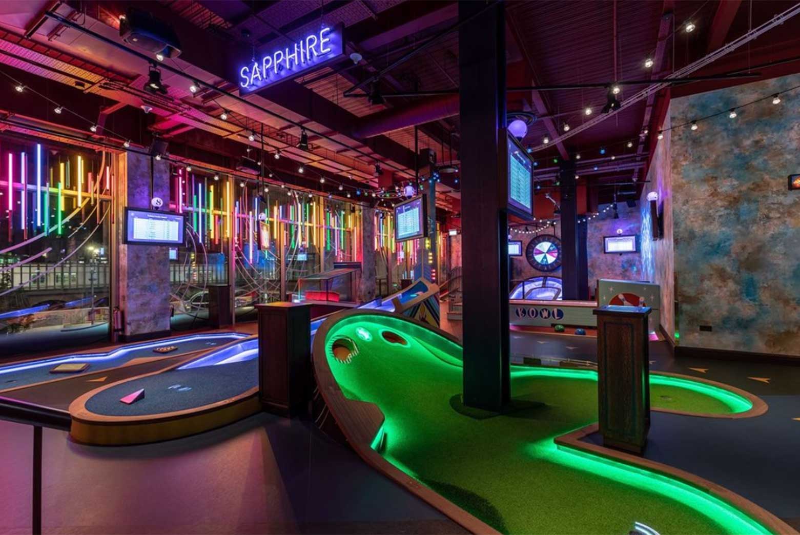 The neon-lit pleasures of Puttshack.