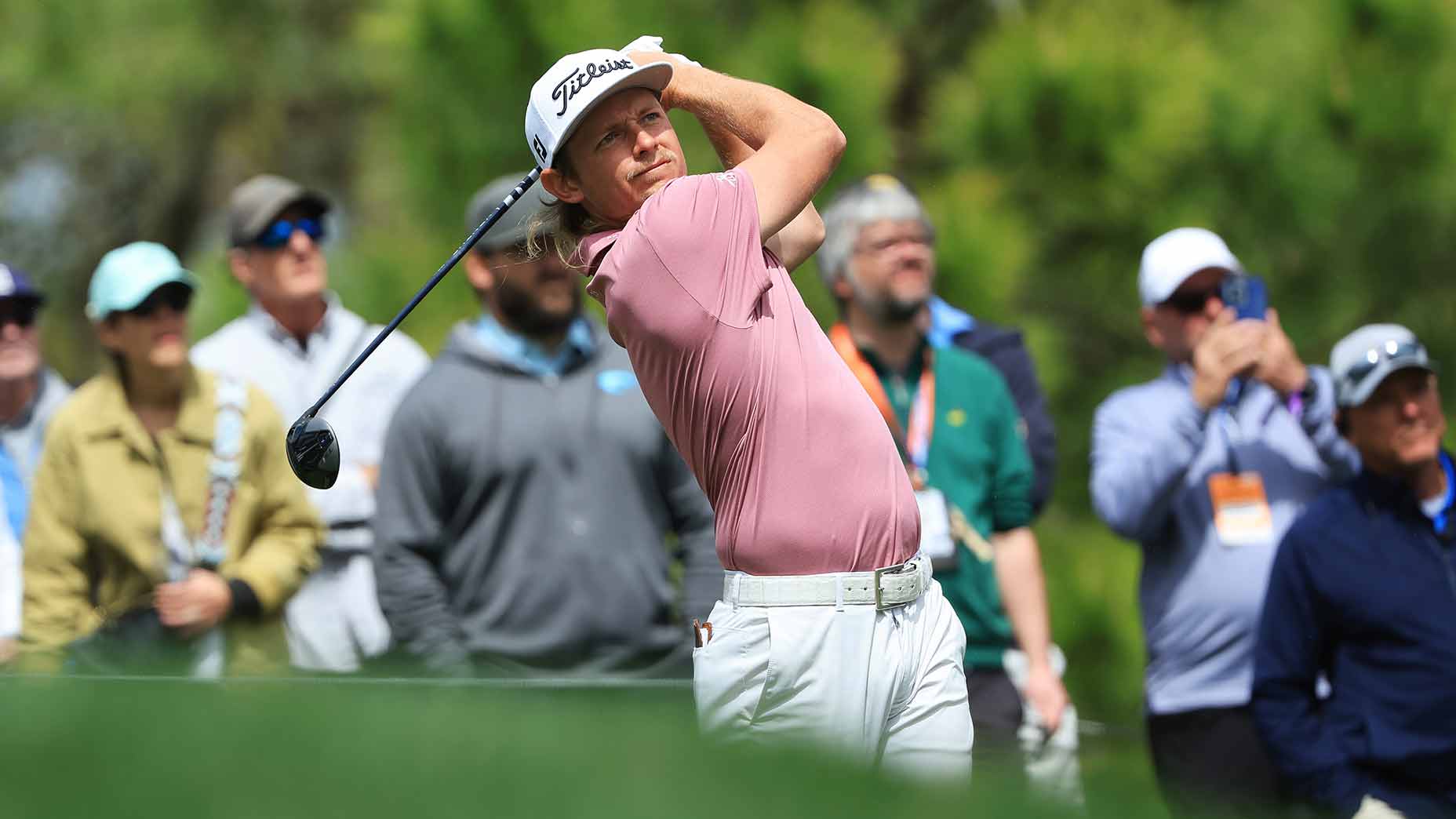 Cameron Smith tees off during the fourth round of the players.