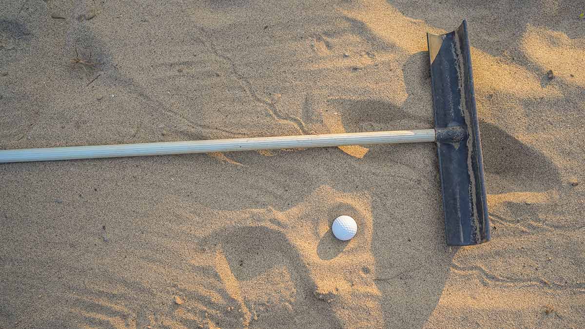 A rake in a bunker.