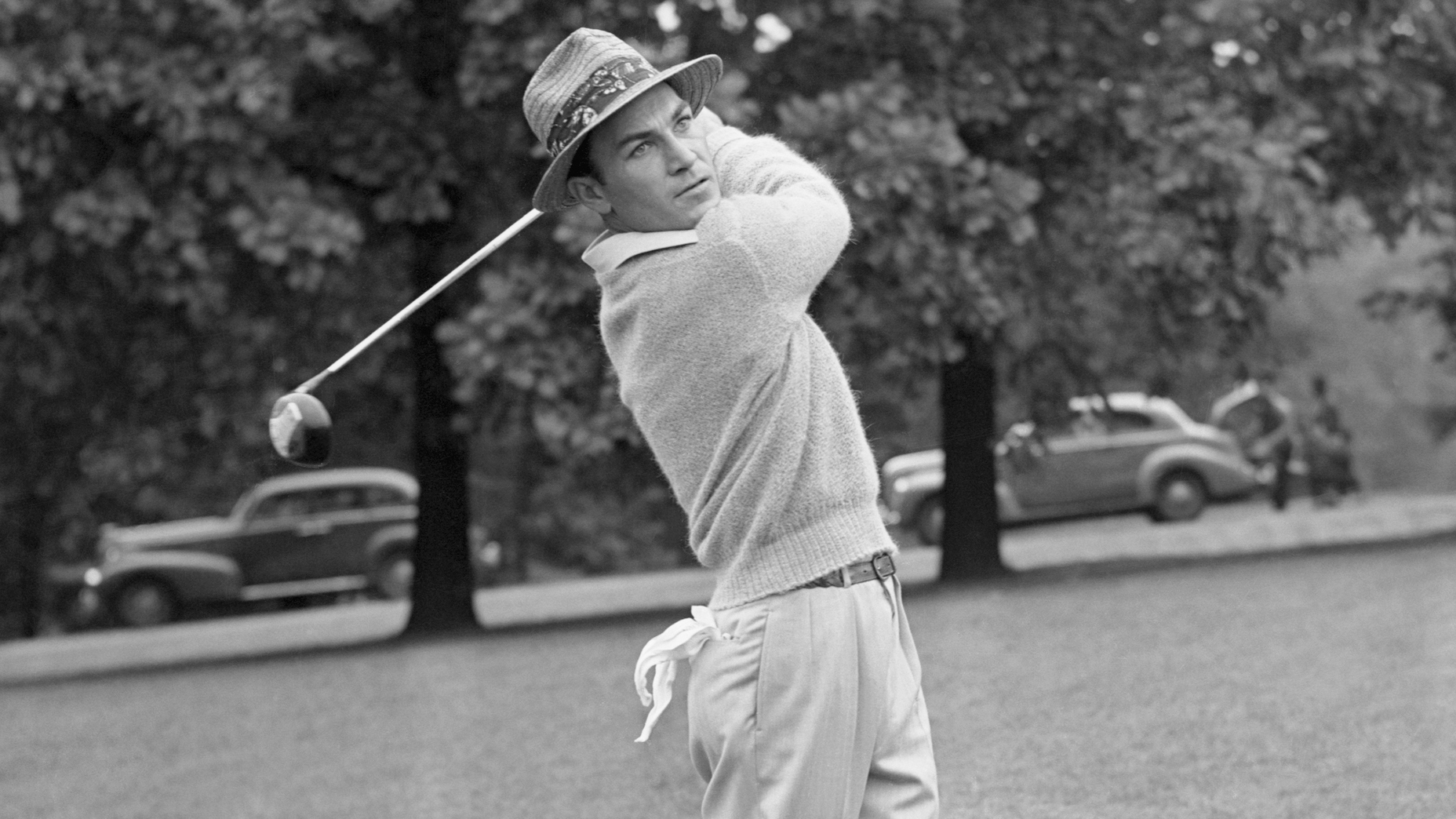 Golfer Ben Hogan prepares for the PGA Tournament