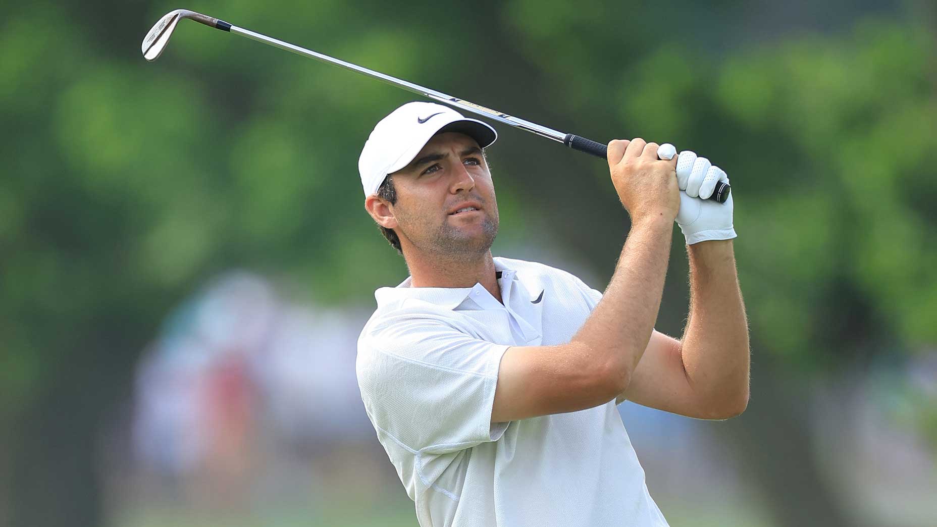 Scottie Scheffler hits iron shot during 2022 PGA Championship