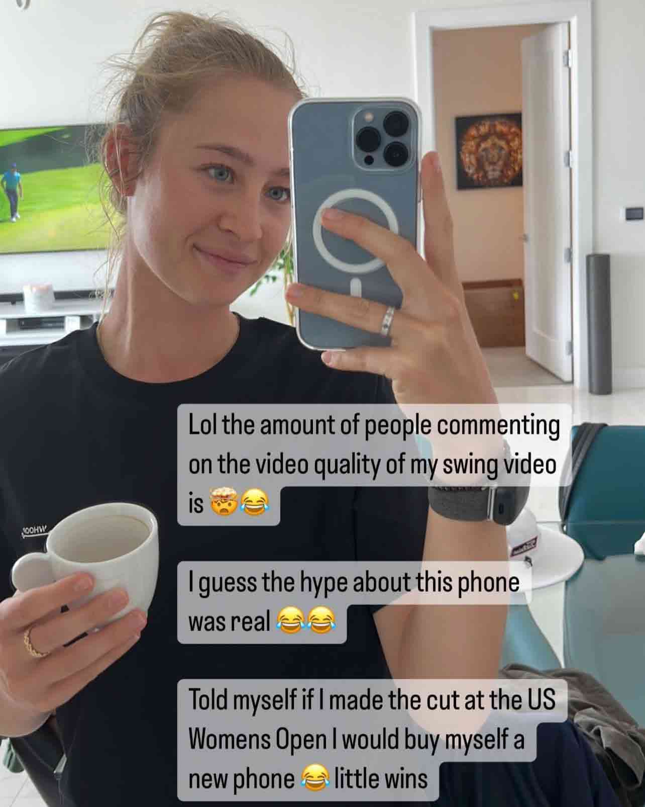 Nelly Korda with her new phone