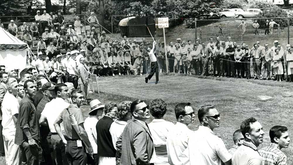 Arnold Palmer during the U.S. Open at The Country Club in Brookline, Mass., June 20, 1963. (Photo by Paul Connell/The Boston Globe via Getty Images)