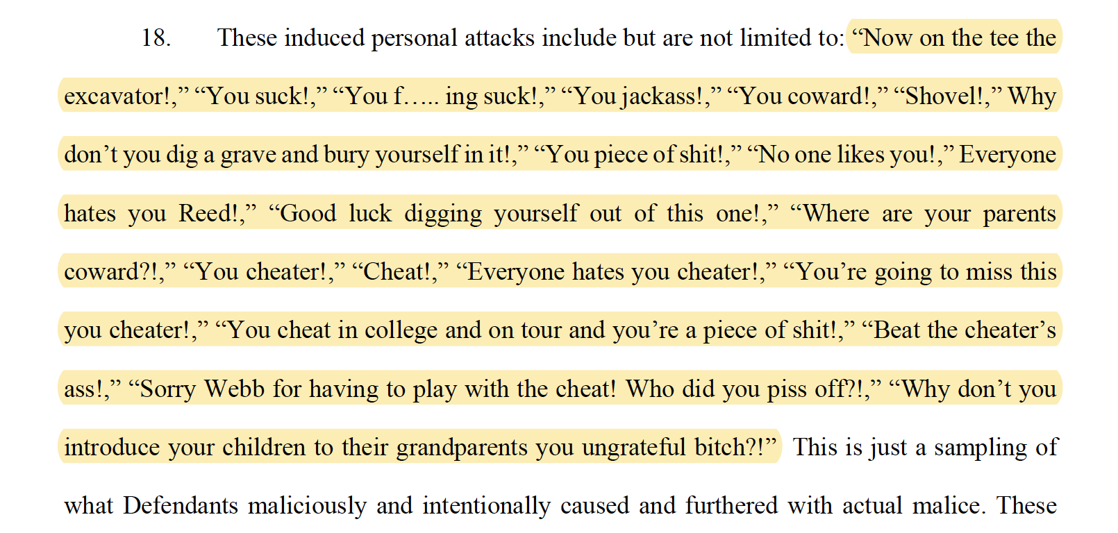 patrick reed lawsuit