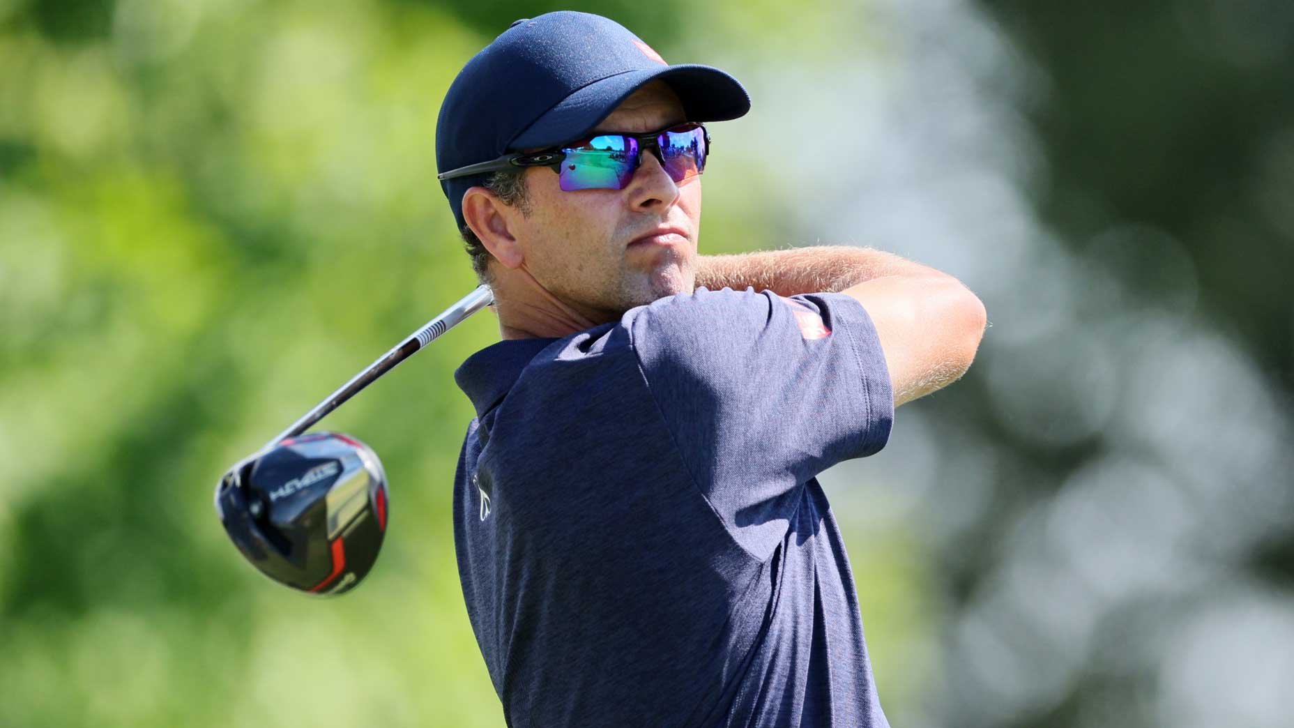 Adam Scott hits drive during 2022 BMW Championship