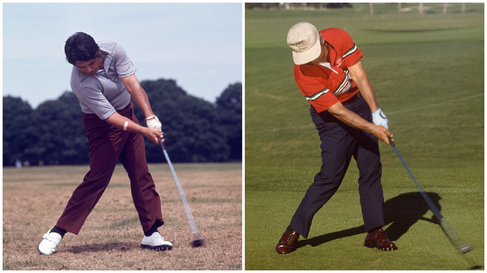 Golfer Lee Trevino hits shot