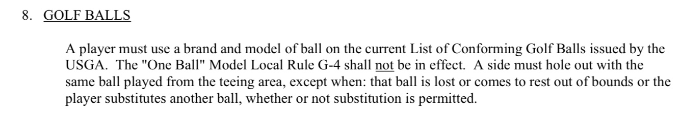 Golf Ball rule presidents cup