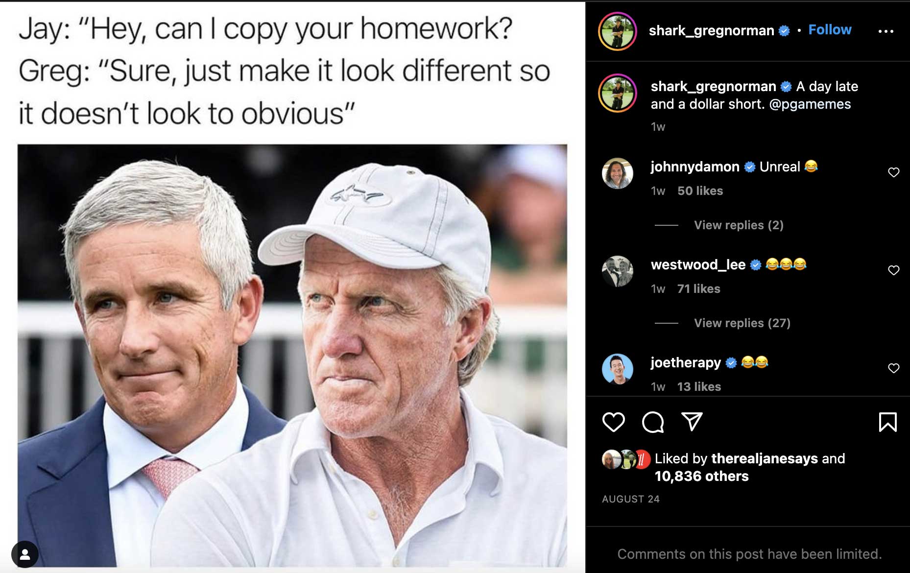 greg norman meme
