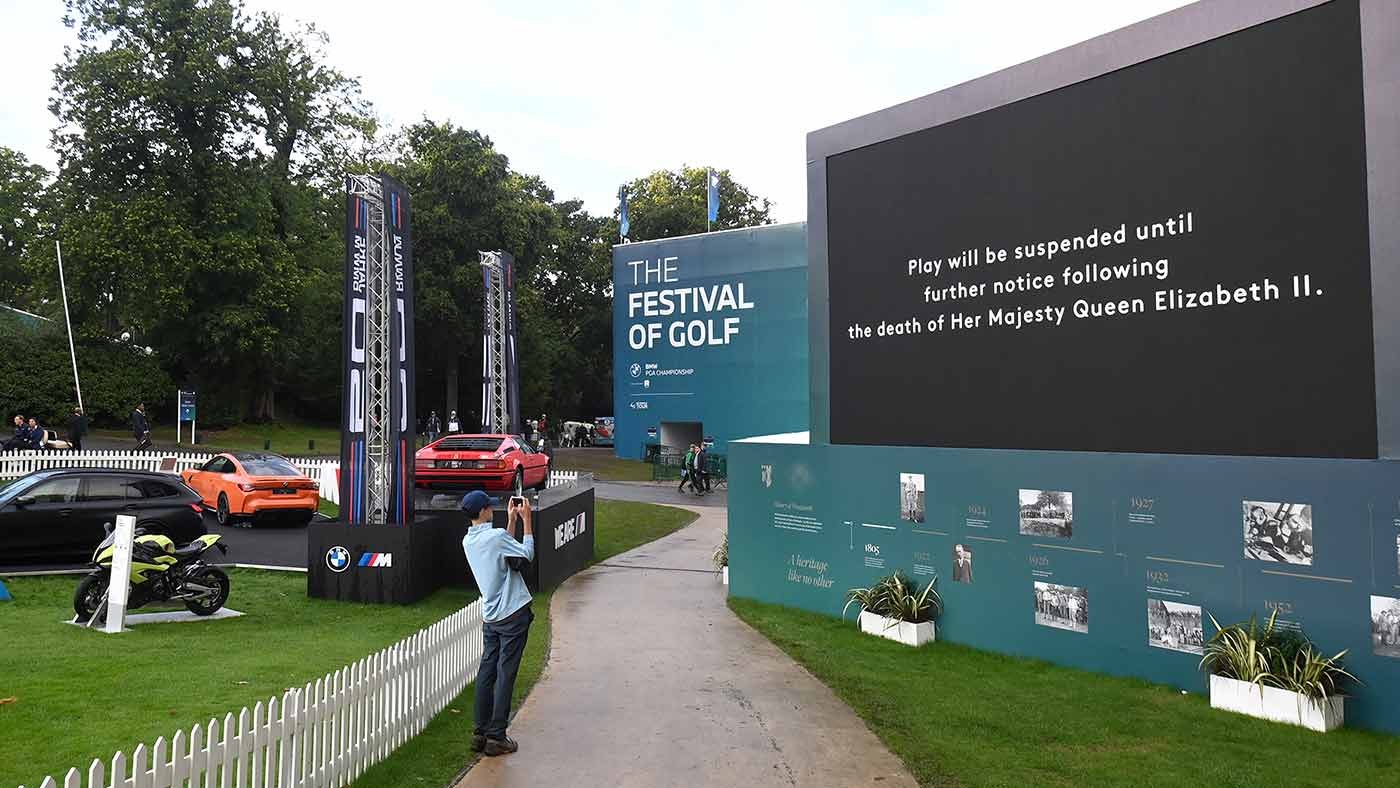 A fan takes a photo at the BMW PGA Championship.