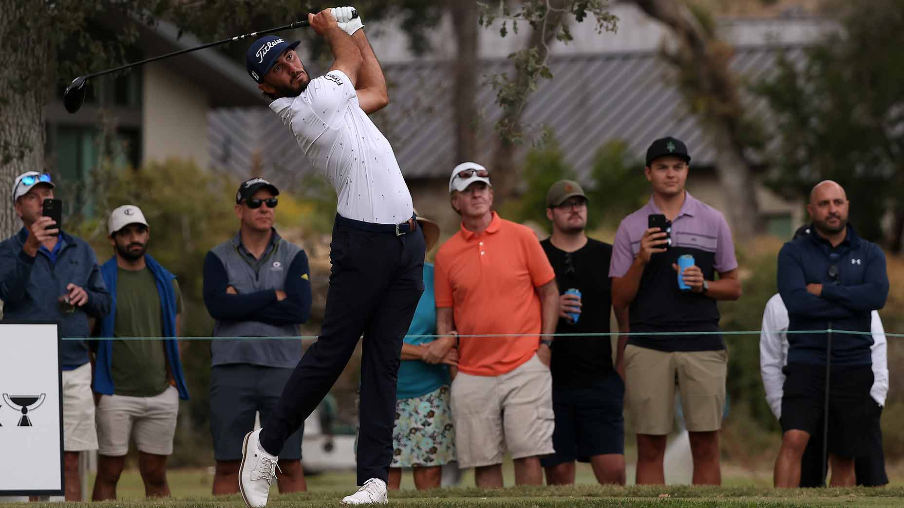 Max Homa hits tee shot during 2022 Fortinet Championship