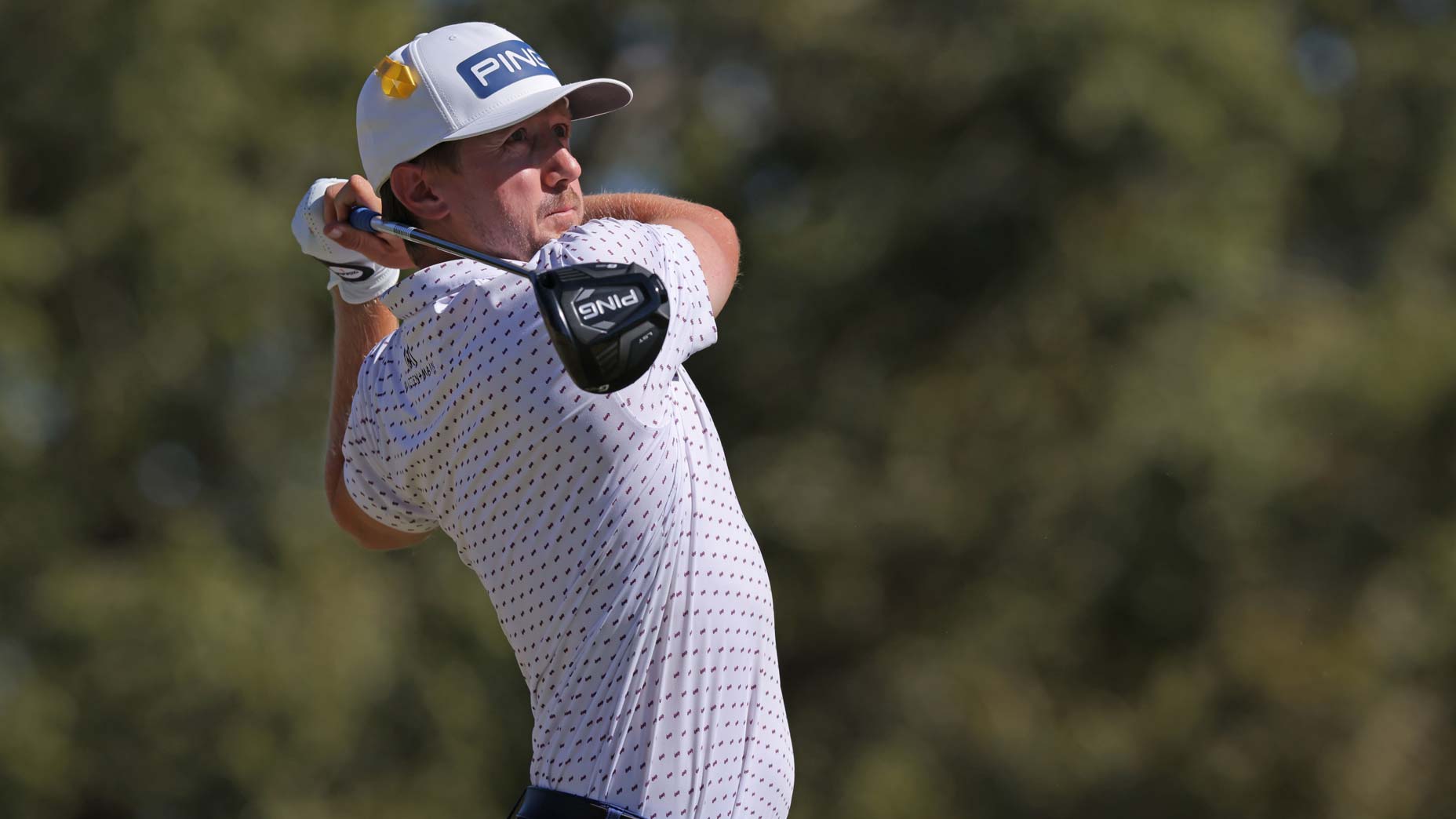 Mackenzie Hughes of Canada plays his shot from the fifth tee during the final round of the Sanderson Farms Championship at The Country Club of Jackson on October 02, 2022 in Jackson, Mississippi.