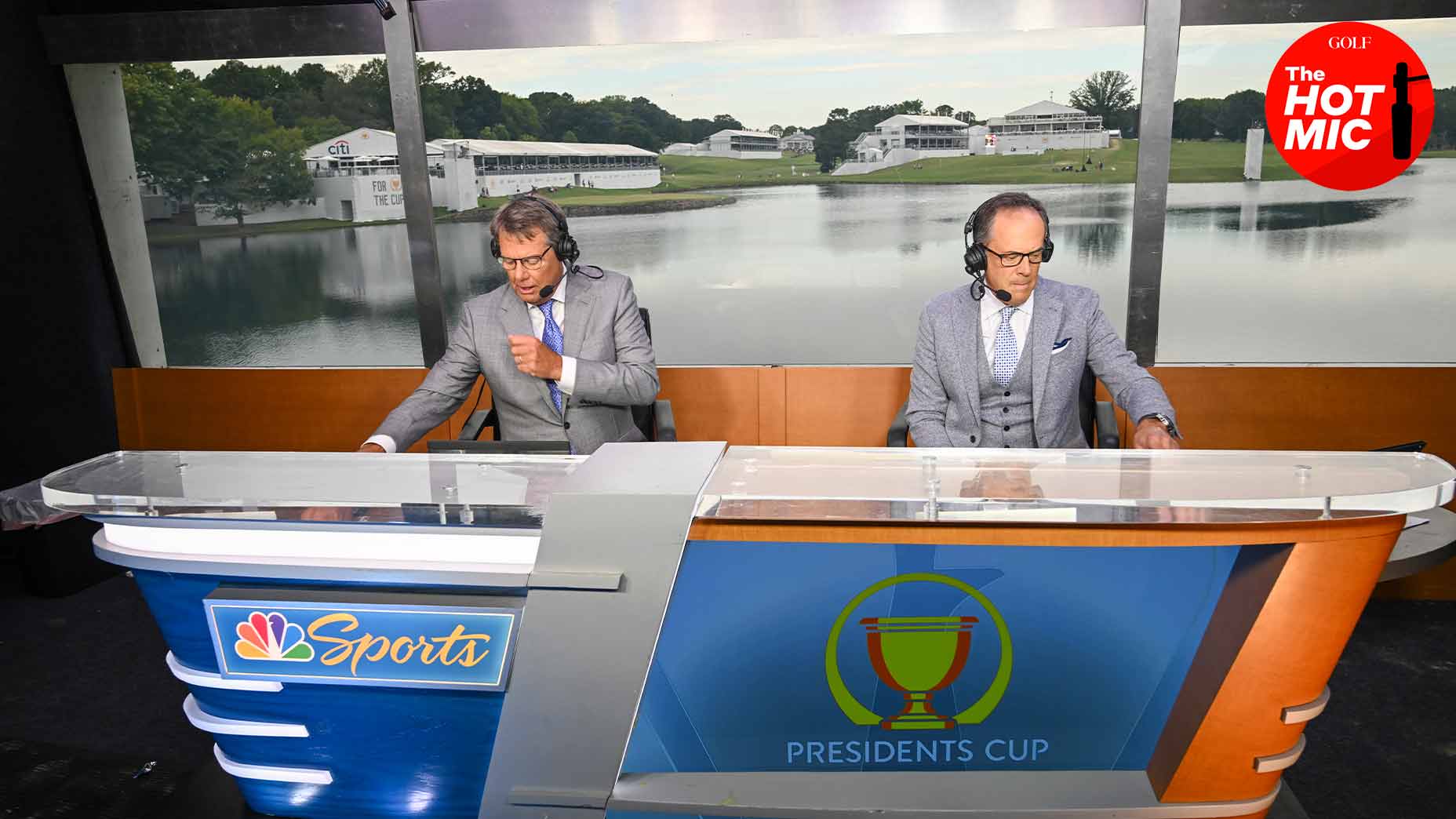 nbc golf team at desk