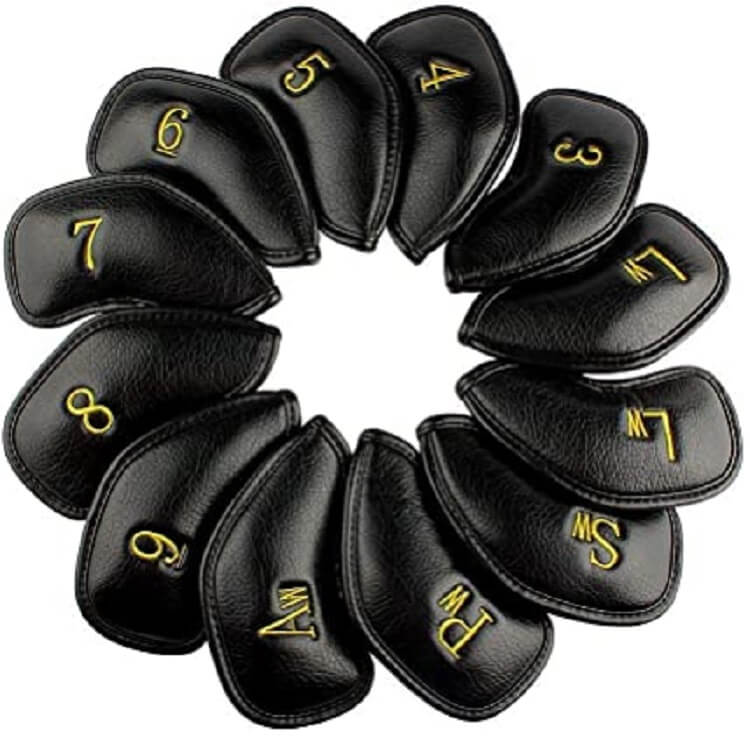 Craftsman Golf Gold Numbers Embroidered Leather Iron Head Cover Set