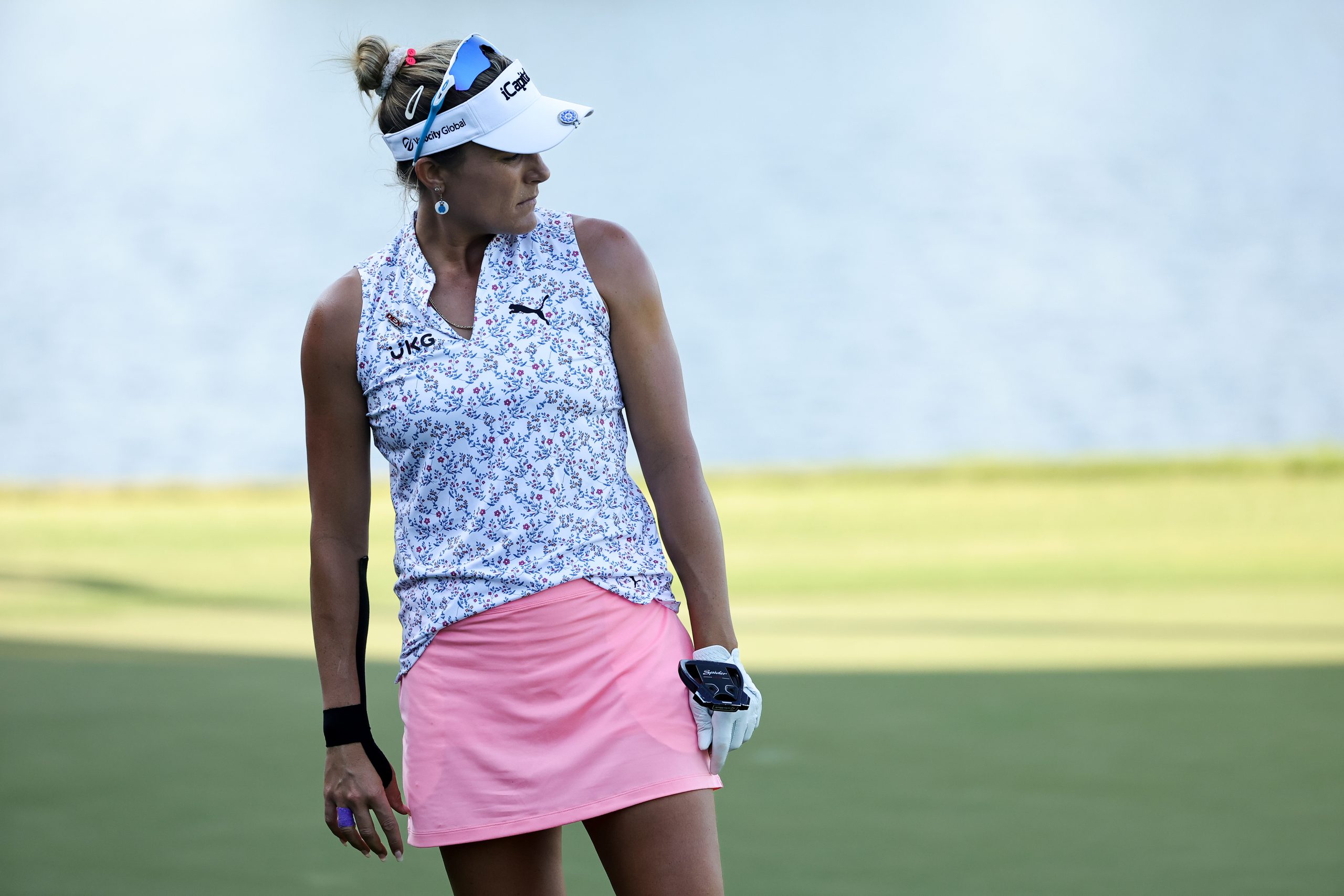 THE WOODLANDS, TEXAS - APRIL 21: Lexi Thompson of the United States stands on the ninth green during the second round of The Chevron Championship at The Club at Carlton Woods on April 21, 2023 in The Woodlands, Texas. (Photo by Stacy Revere/Getty Images)