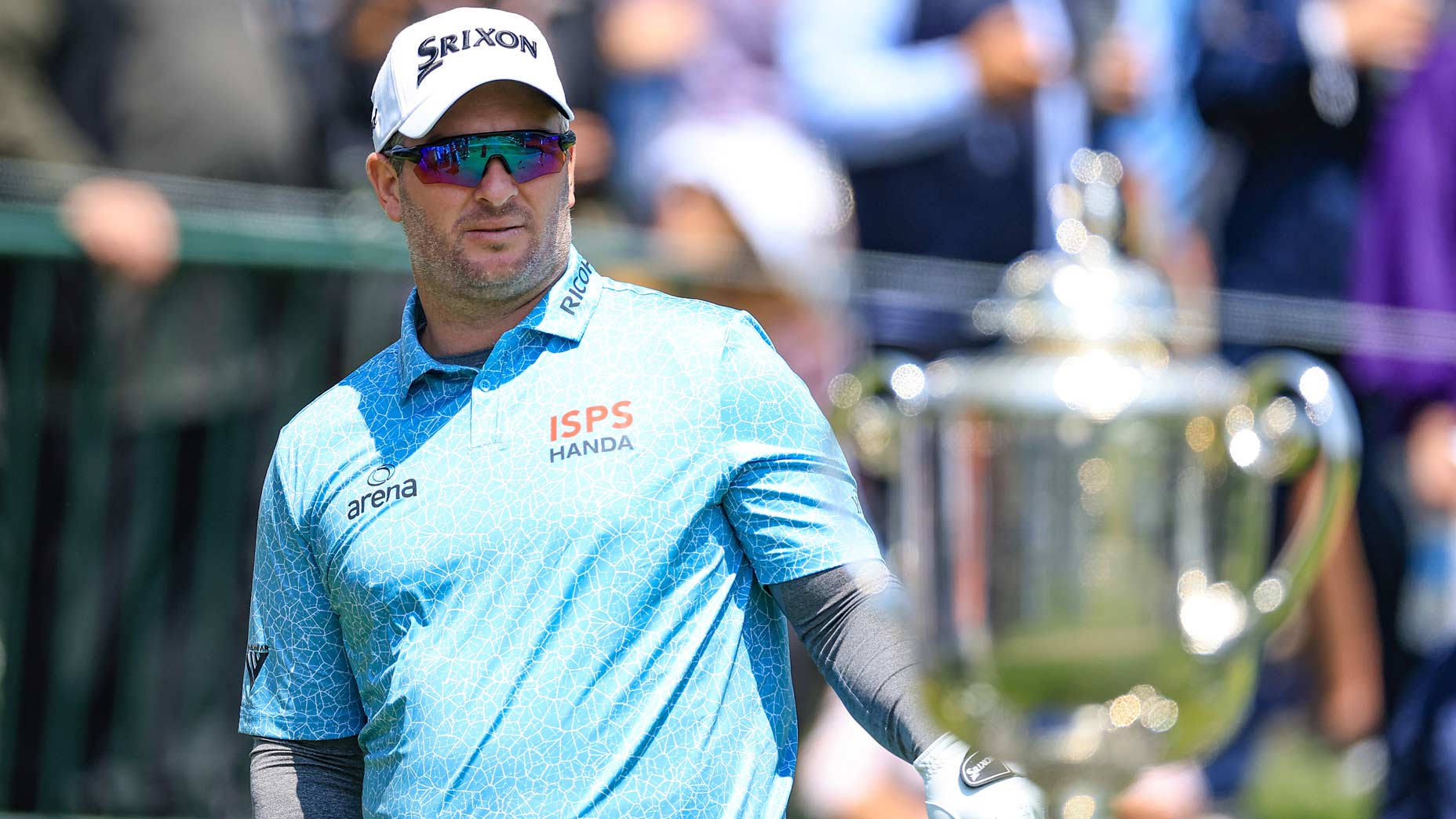 Ryan Fox of New Zealand waits to play his tee shot on the 14th hole during the first round of the 2023 PGA Championship at Oak Hill Country Club on May 18, 2023 in Rochester, New York.