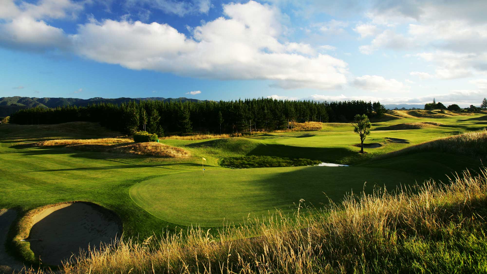 The 340 metre par 4, 15t hole to the left with the green on the par 4, 3rd hole on the Paraparaumu Beach Golf Club, on January 12, 2005, in Paraparaumu, New Zealand