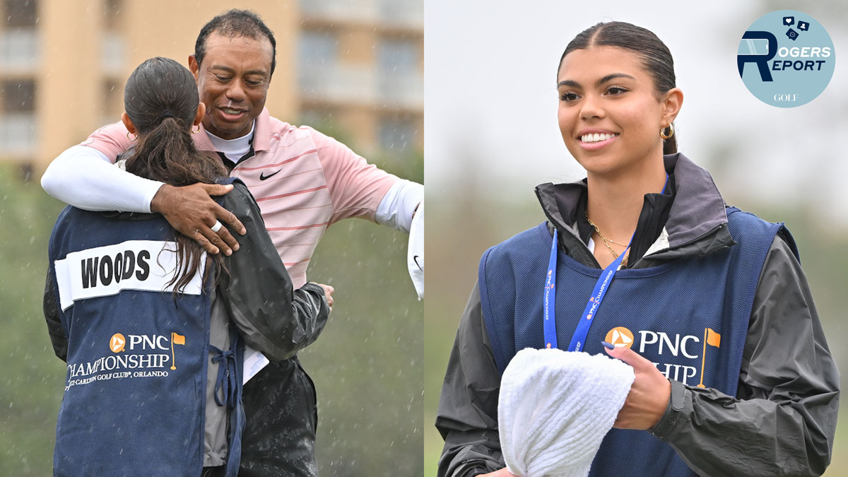 Tiger and Sam Woods at the PNC Championship