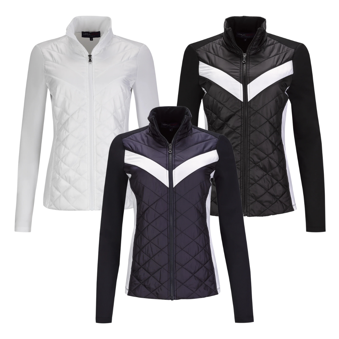 Lohla Sport Player Jacket in white, navy blue, and black and white. The Player Jacket.