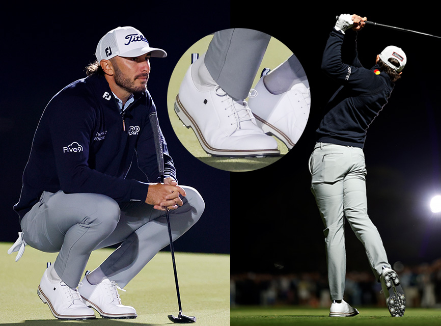 Max Homa wearing FootJoy golf shoes at The Match 2024.