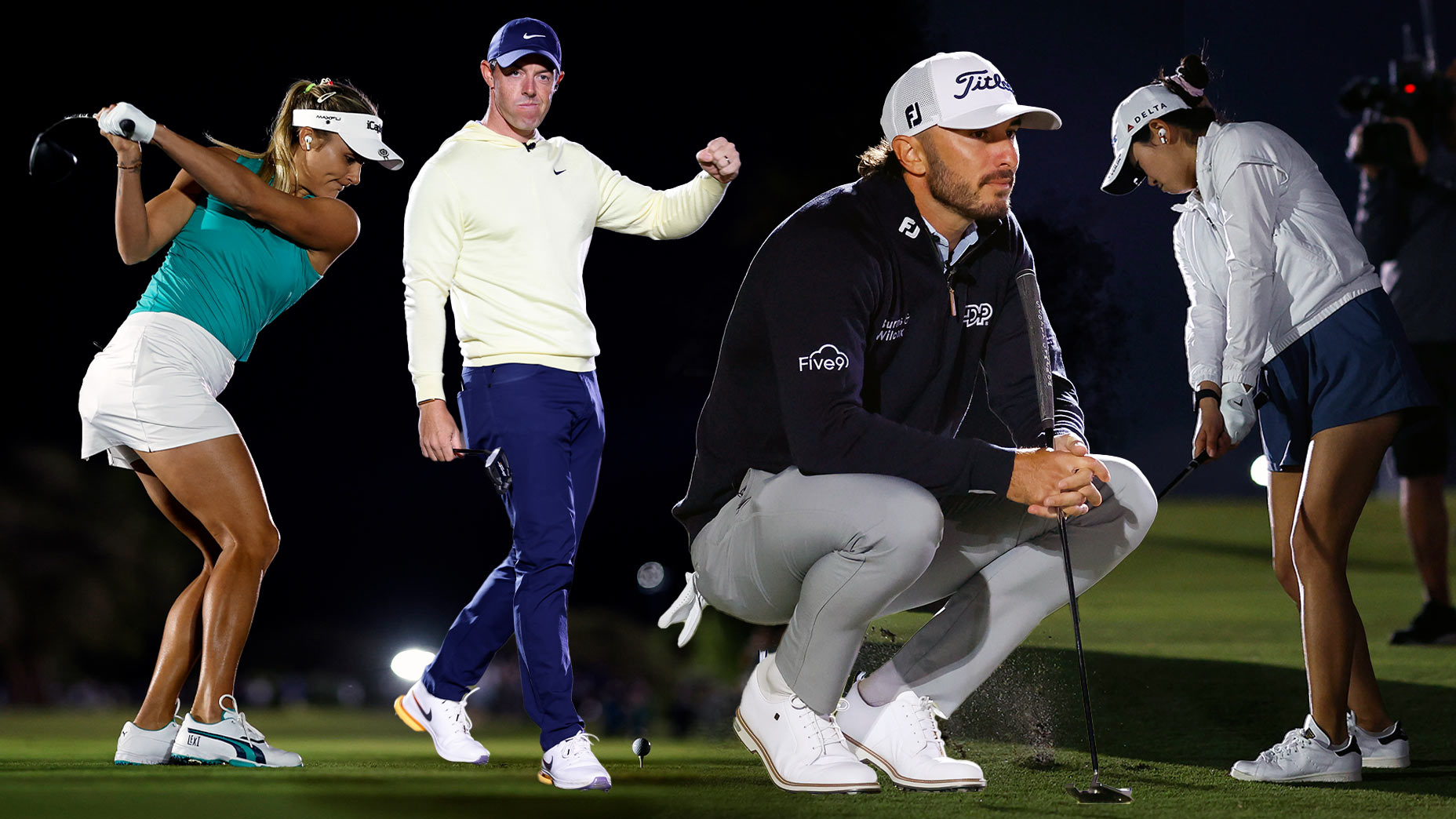 lexi thompson, rory mcilroy, max hom and rose zhang playing in the match